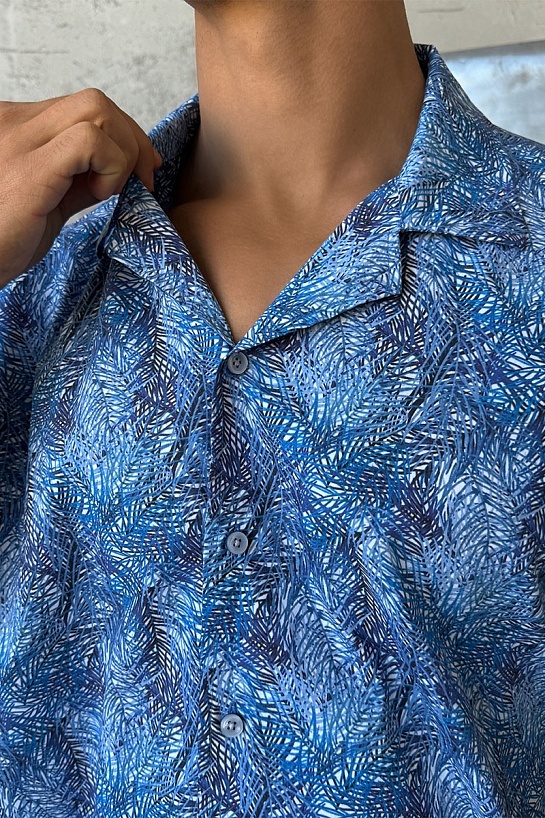 Мужская синяя рубашка Dolce & Gabbana floral-print