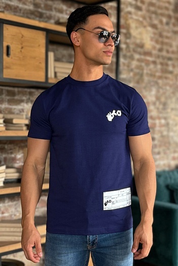 Тёмно-синяя футболка Off-White teenage engineering   