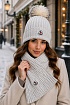 Комплект из шапки и шарфа светло-серого цвета Moncler logo-patch