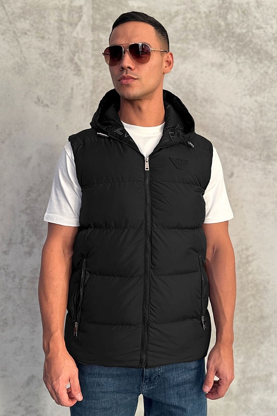 Мужской чёрный жилет Emporio Armani 7