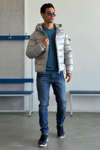 Мужской серый пуховик Moncler Pavin   
