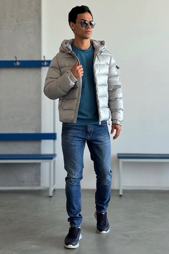 Мужской серый пуховик Moncler Pavin