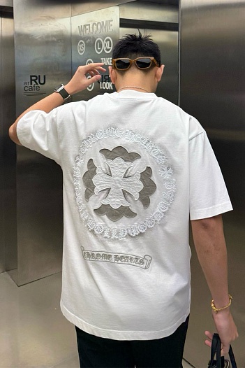 Белая оверсайз футболка Chrome Hearts Premium   