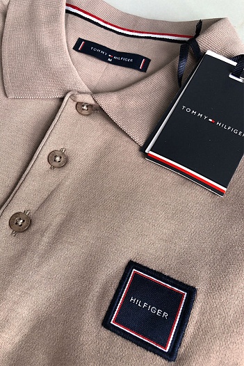 Классическое мужское поло Tommy Hilfiger бежевого цвета   