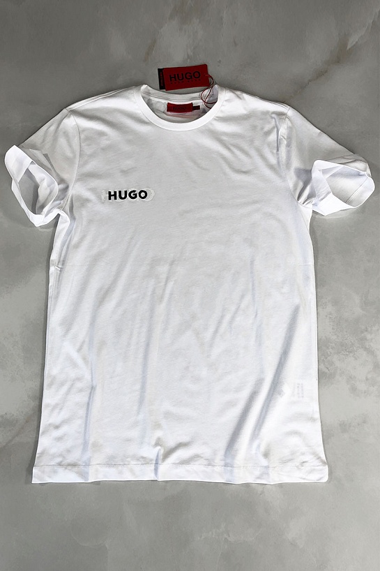 Мужская белая футболка Hugo Boss logo print