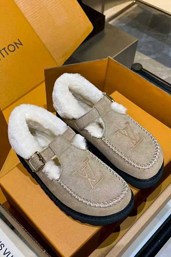 Женские меховые лоферы Louis Vuitton Colorado Comfort Mary Jane premium   