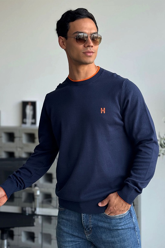 Мужской джемпер Hermes H embroidered - Navy
