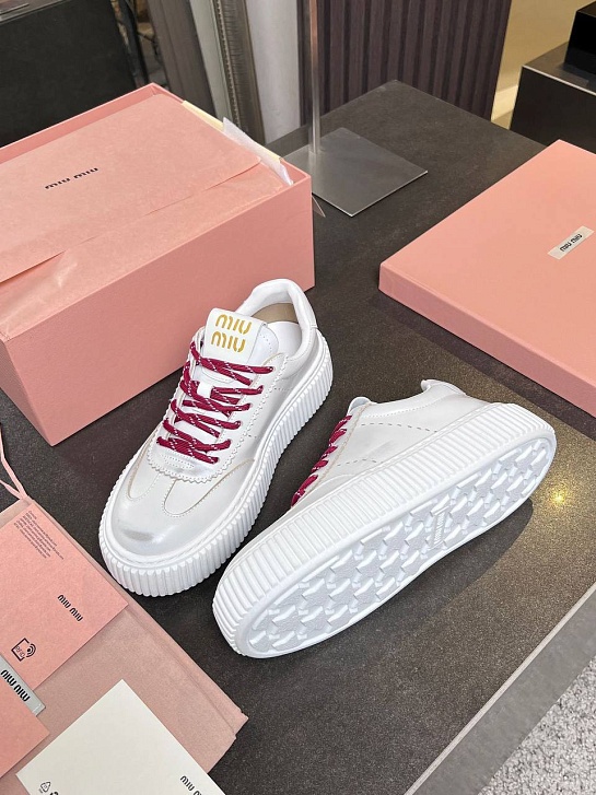 Женские кожаные кроссовки MIU MIU Premium