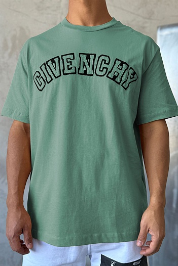 Зелёная оверсайз футболка Givenchy college logo-embroidered   