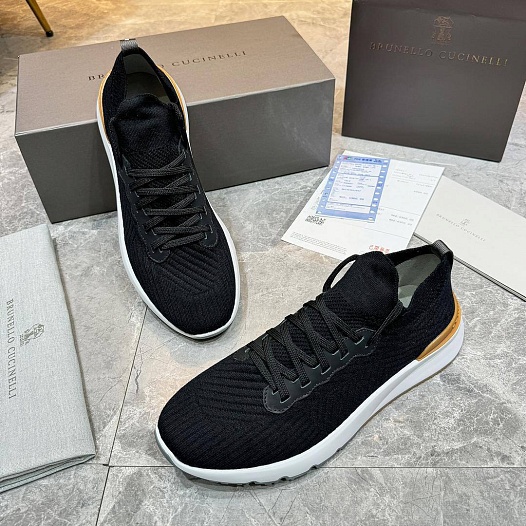 Мужские кроссовки Brunello Cucinelli knitted - Black   