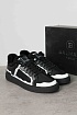 Кожаные кроссовки с мехом Balmain low-top - Black / White