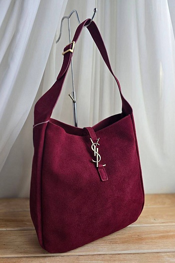 Женская розовая замшевая сумка Yves Saint Laurent 37x29 см   