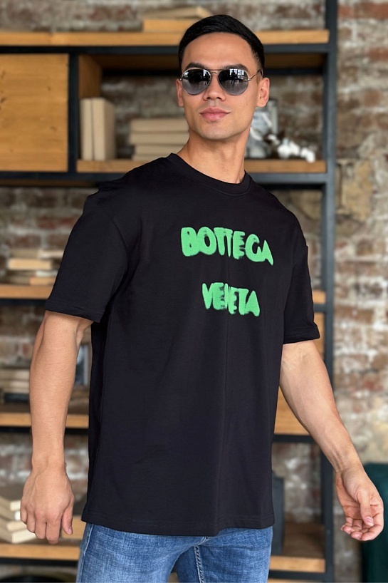 Чёрная оверсайз футболка Bottega Veneta logo-print