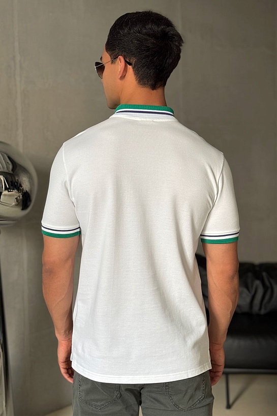 Поло белого цвета Casablanca logo-emblem