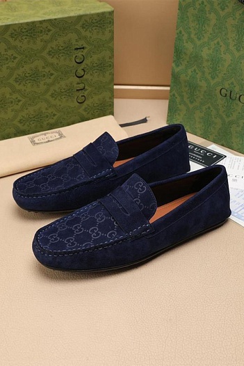 Мужские замшевые мокасины Gucci GG monogram   