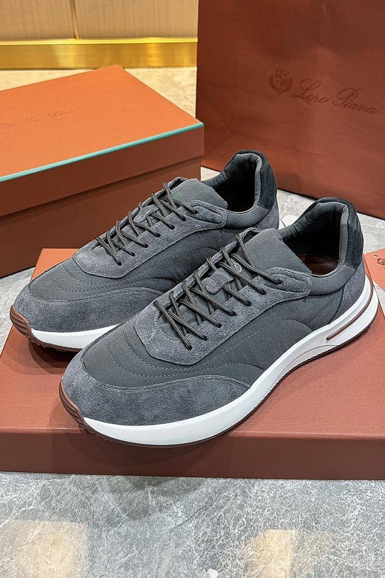 Замшевые кроссовки Loro Piana Week End Walk - Grey