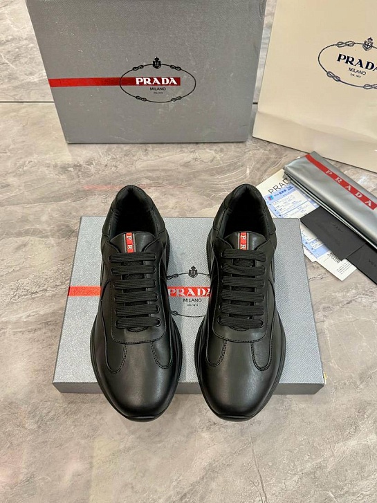 Кожаные кроссовки Prada America's Cup - Black