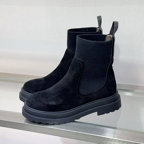 Женские замшевые сапоги Brunello Cucinelli premium - Black
