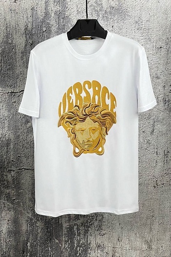 Мужская белая футболка Versace Medusa-embroidered   