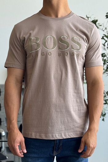 Мужская бежевая футболка Hugo Boss   