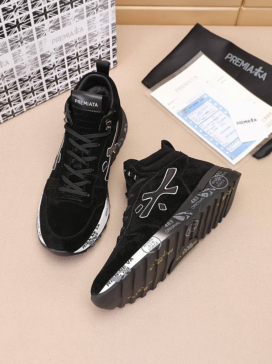 Замшевые кроссовки с мехом Premiata high-top - Black