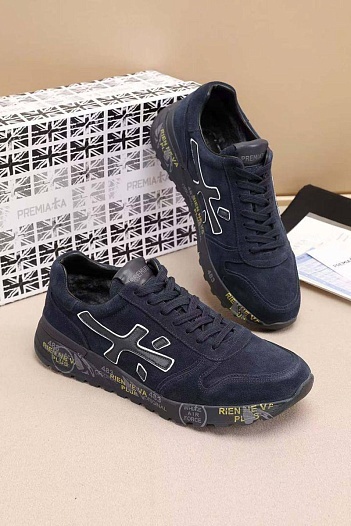 Замшевые кроссовки с мехом Premiata low-top - Navy   