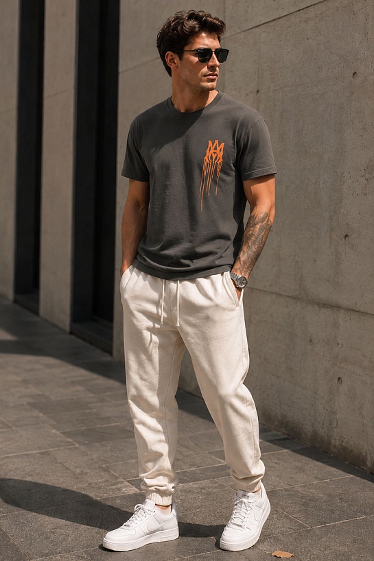 Мужская футболка Amiri Spray Paint Ma Tee - Grey