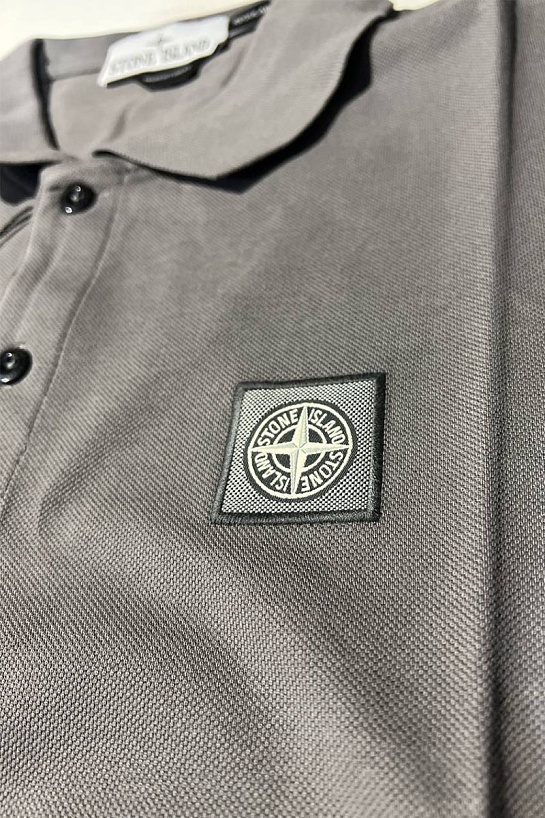 Поло с длинным рукавом Stone Island logo-patch - Grey