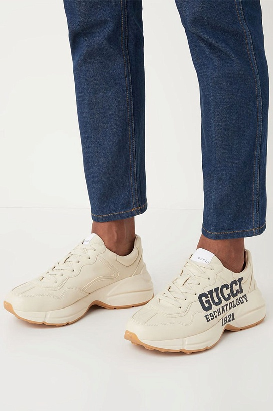 Кожаные кроссовки Gucci Rhyton "25" - Beige