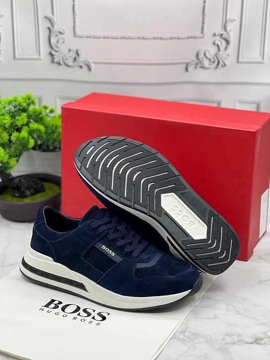 Мужские замшевые кроссовки Hugo Boss - Navy