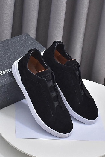Замшевые кроссовки Ermenegildo Zegna Triple Stitch low-top - Black   