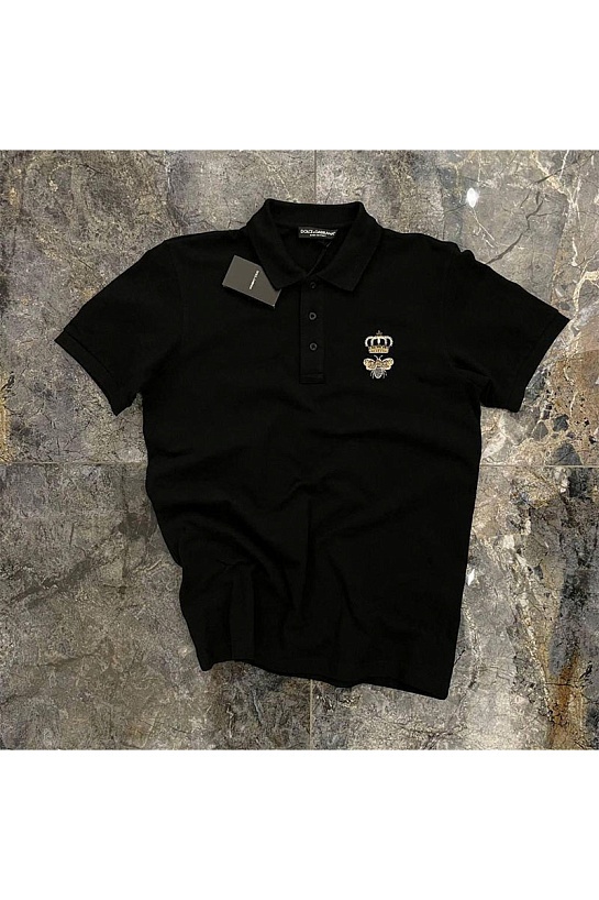 Классическое поло Dolce&Gabbana Bee & Crown - Black