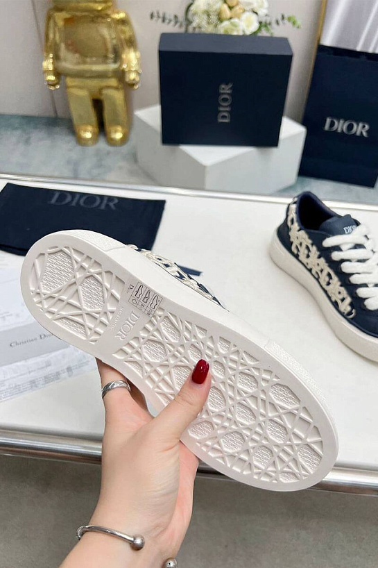 Женские комбинированные кроссовки Dior синего цвета