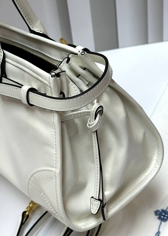 Кожаная белая сумка Prada Naplak Premium 32x15x11 см