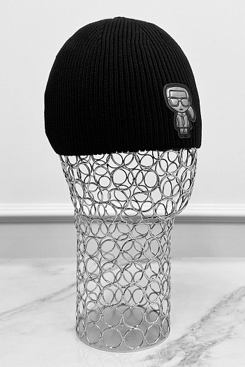 Мужская шапка чёрного цвета Karl Lagerfeld logo-patch   