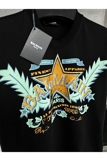 Мужская чёрная футболка Balmain Western graphic-print   