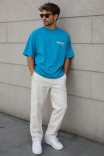 Синяя оверсайз футболка Balenciaga   
