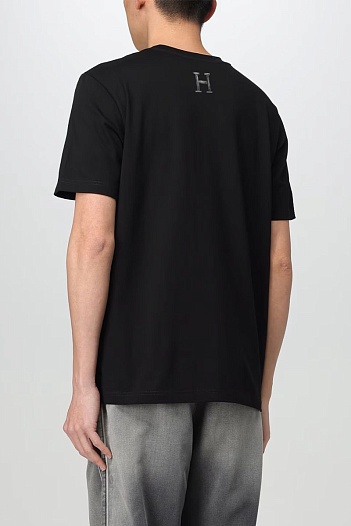 Мужская чёрная футболка Hermes graphic-print   