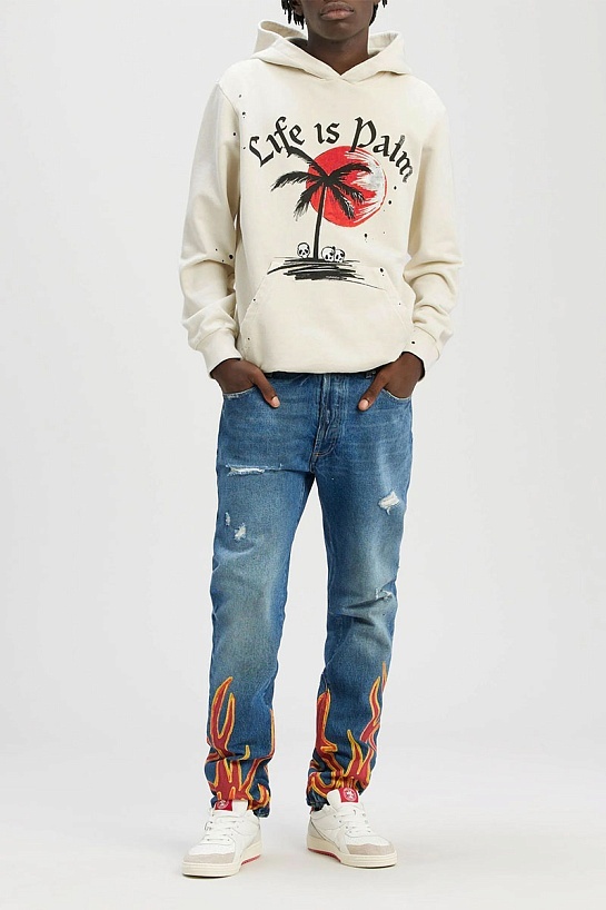 Бежевое оверсайз худи Palm Angels sunset palm