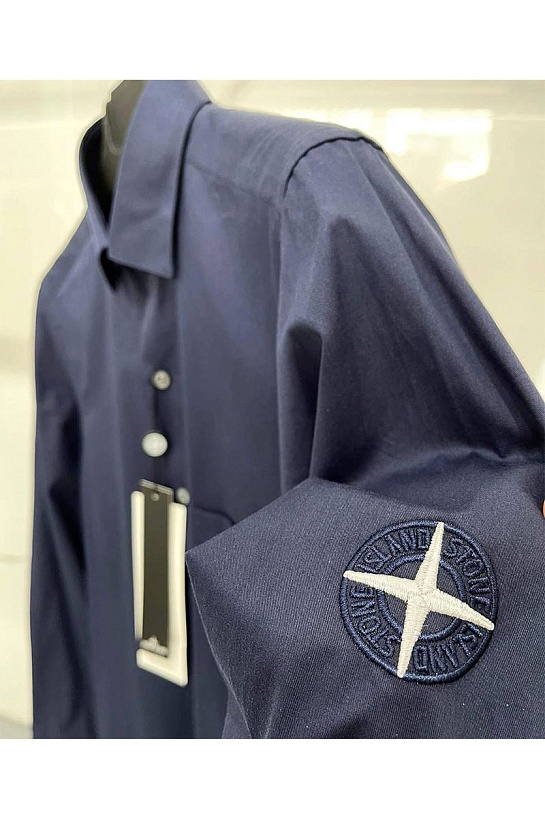 Мужская тёмно-синяя рубашка Stone Island
