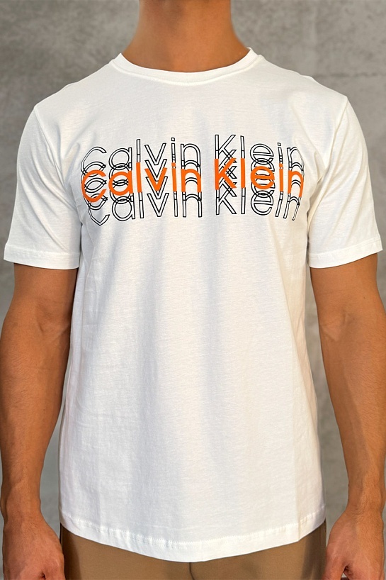 Брендовая мужская футболка Calvin Klein белого цвета