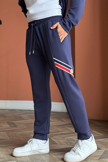 Спортивные штаны Moncler striped logo - Navy   