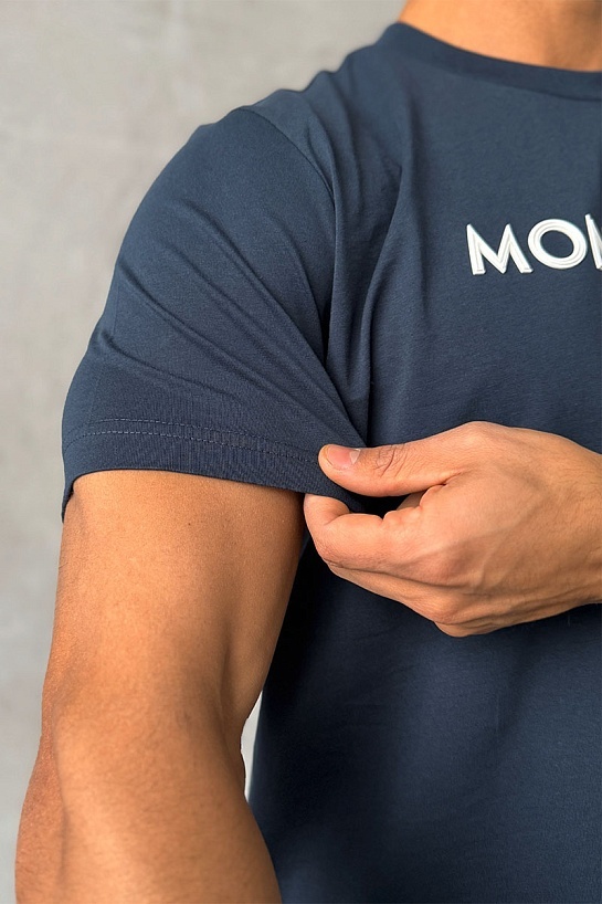 Мужская футболка Moncler logo-patch - Navy