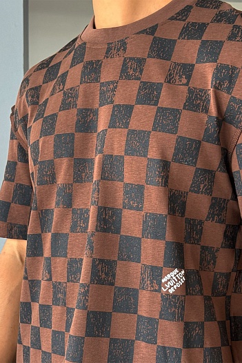 Мужская брендовая футболка Louis Vuitton Damier - Brown   