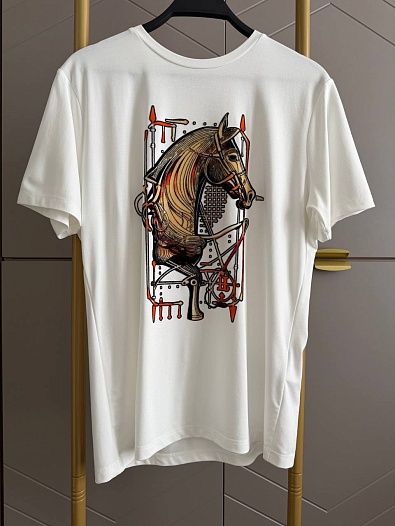 Белая женская футболка Hermes premium   