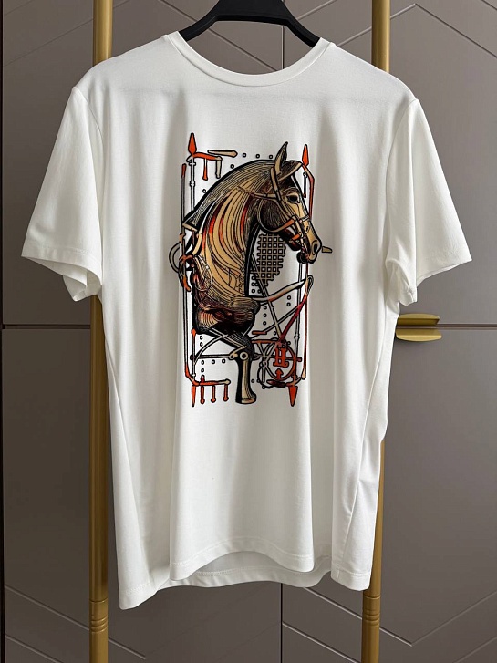 Белая женская футболка Hermes premium