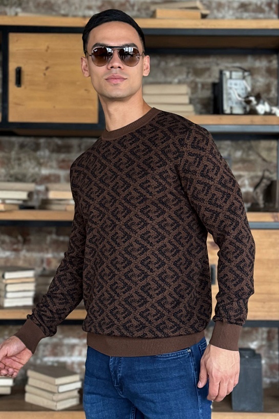 Мужской джемпер Fendi Jacquard FF - Brown