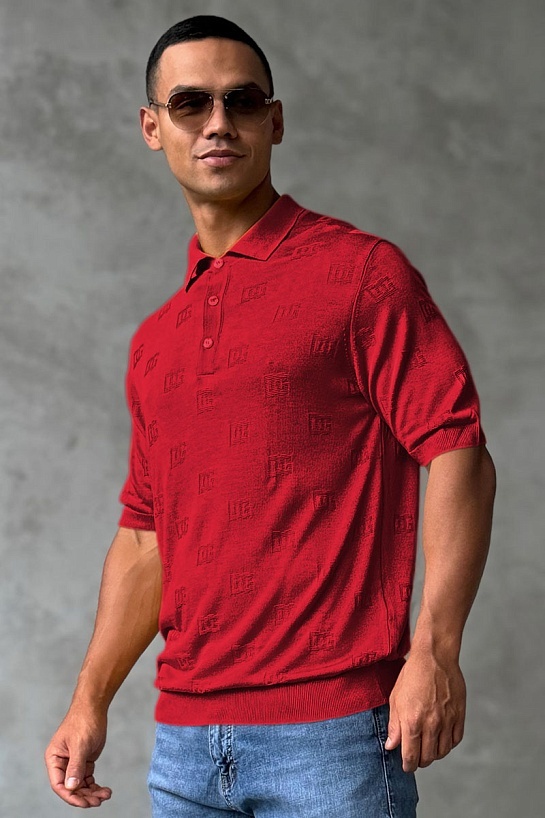 Мужское поло Dolce & Gabbana monogram all-over - Red