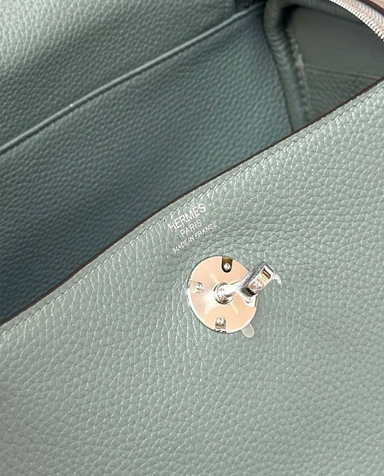 Женская кожаная сумка Hermes Lindy Premium 26x18x13 см - Green