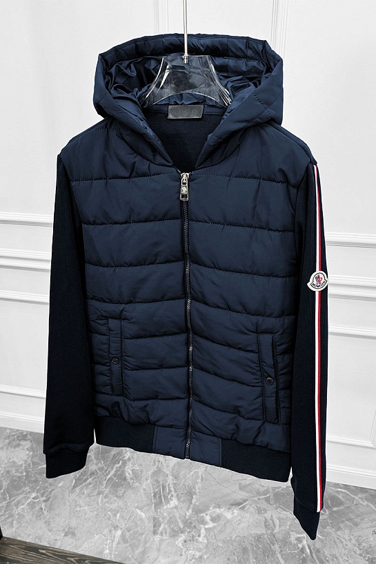 Мужская тёмно-синяя куртка Moncler logo-patch